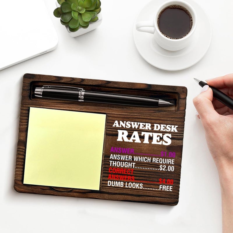 QODMGD Funny Office Sticky Note Holder Humor Gag Gifts for Coworkers Boss, Answer Desk Rates Post It Note Dispenser for Office Cubicle Desk Decor - Image 3